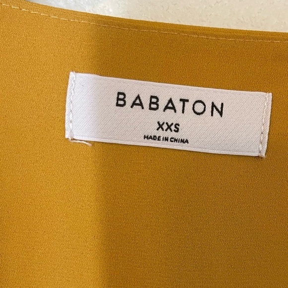 BABATON Aritzia Mustard Yellow Short Sleeve Maxi Wrap Dress Size XXS - Picture 7 of 11
